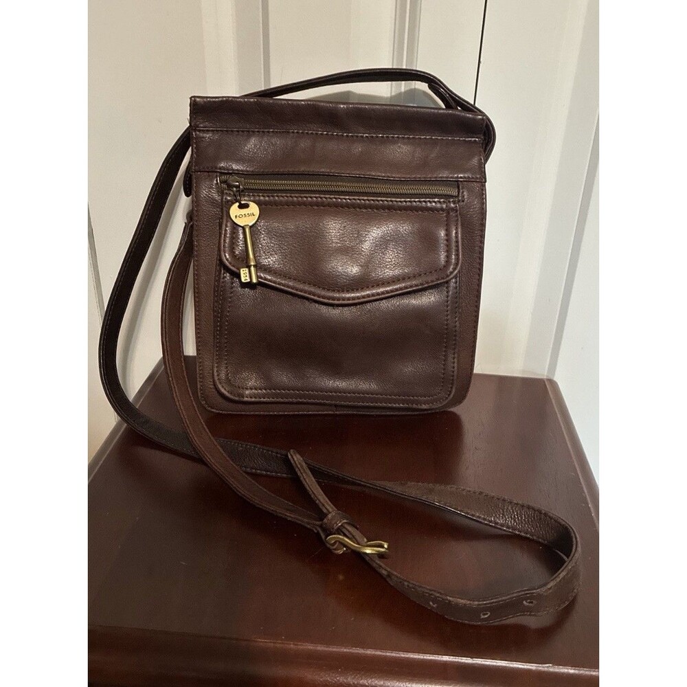 Fossil Brown Boho Leather Bag 75082 Classic Crossbody Messenger Vintage 90s 1954